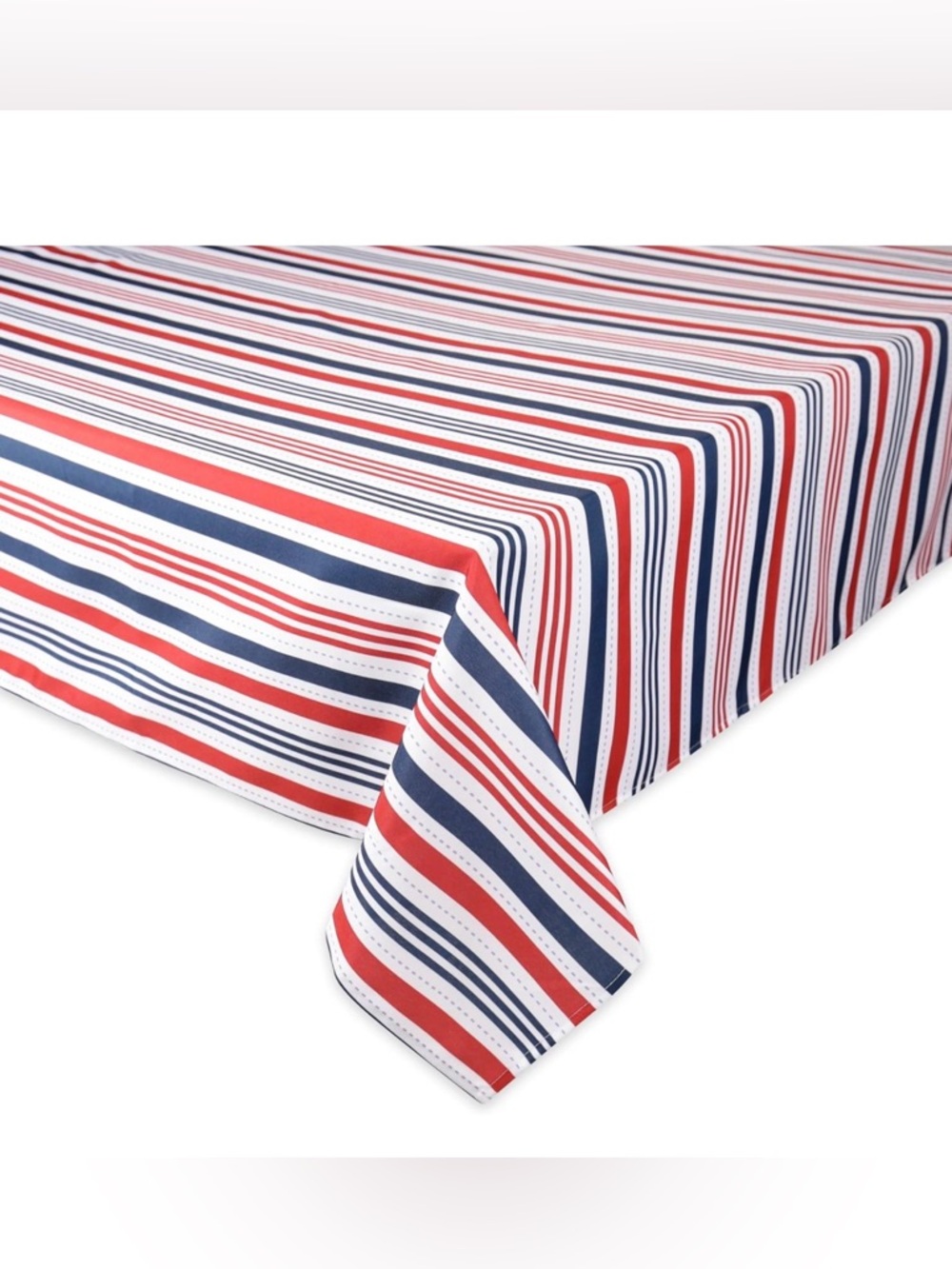 DII Patriotic Stripes Tablecloth, Stain Resistant & Waterproof, 60x84, LIKE NEW